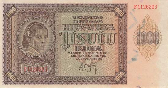Kroatien p4 1000 Kuna 1941